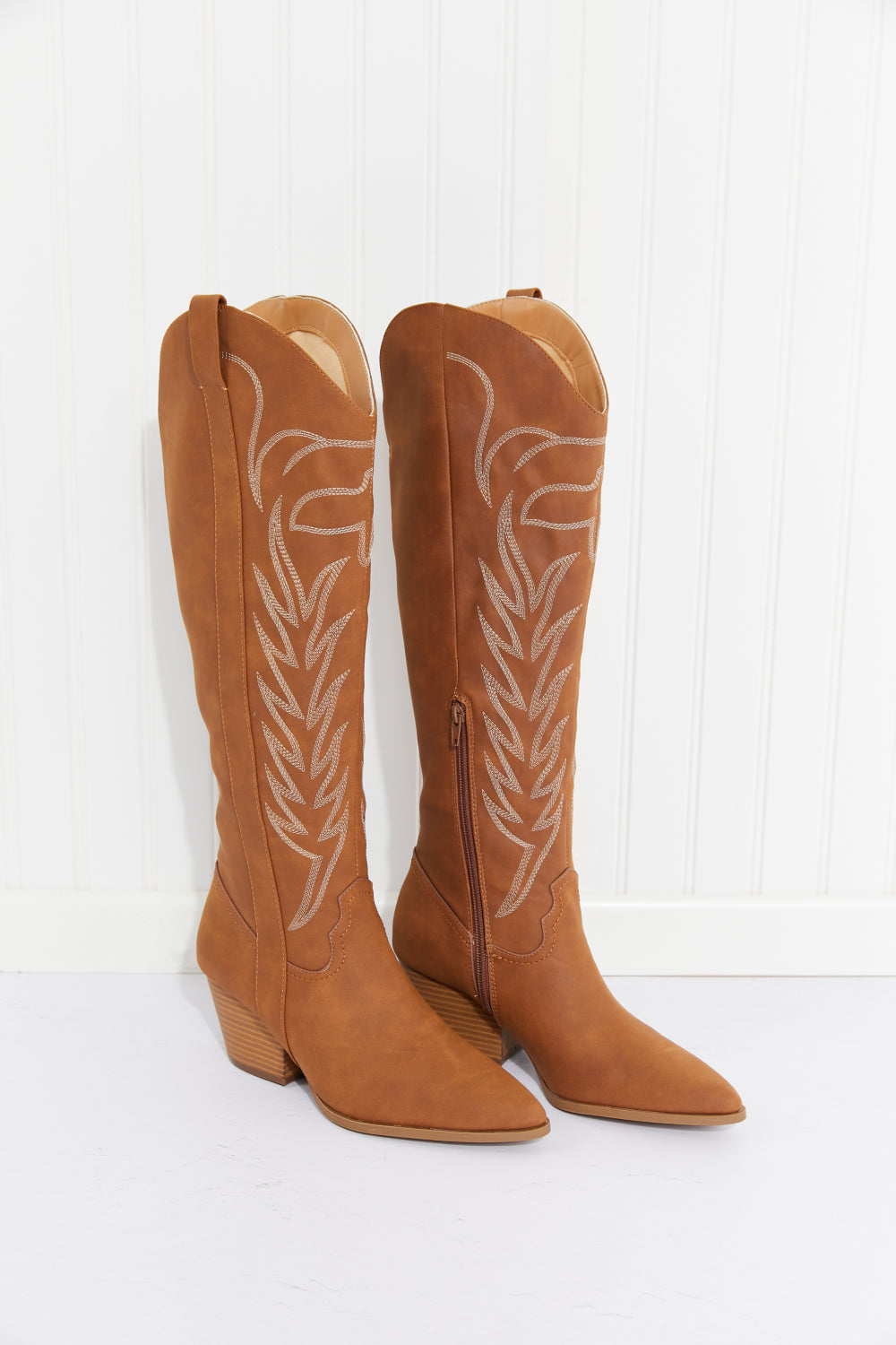 Qupid Cheyenne Nights Embroidered Knee High Cowboy Boots