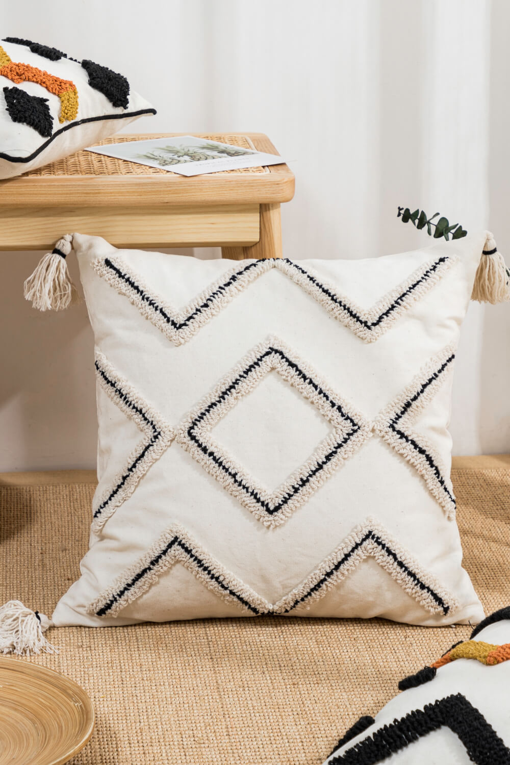 4 Styles Geometric Embroidered Pillow Cover