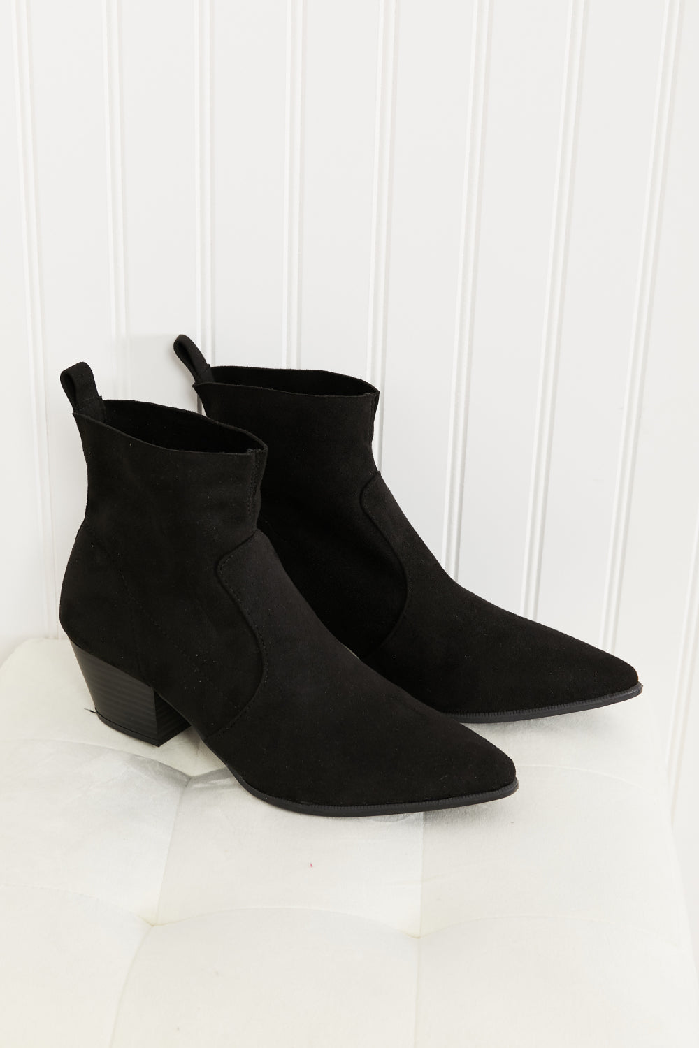 Qupid Leap of Faith Pointed Toe Sock Booties