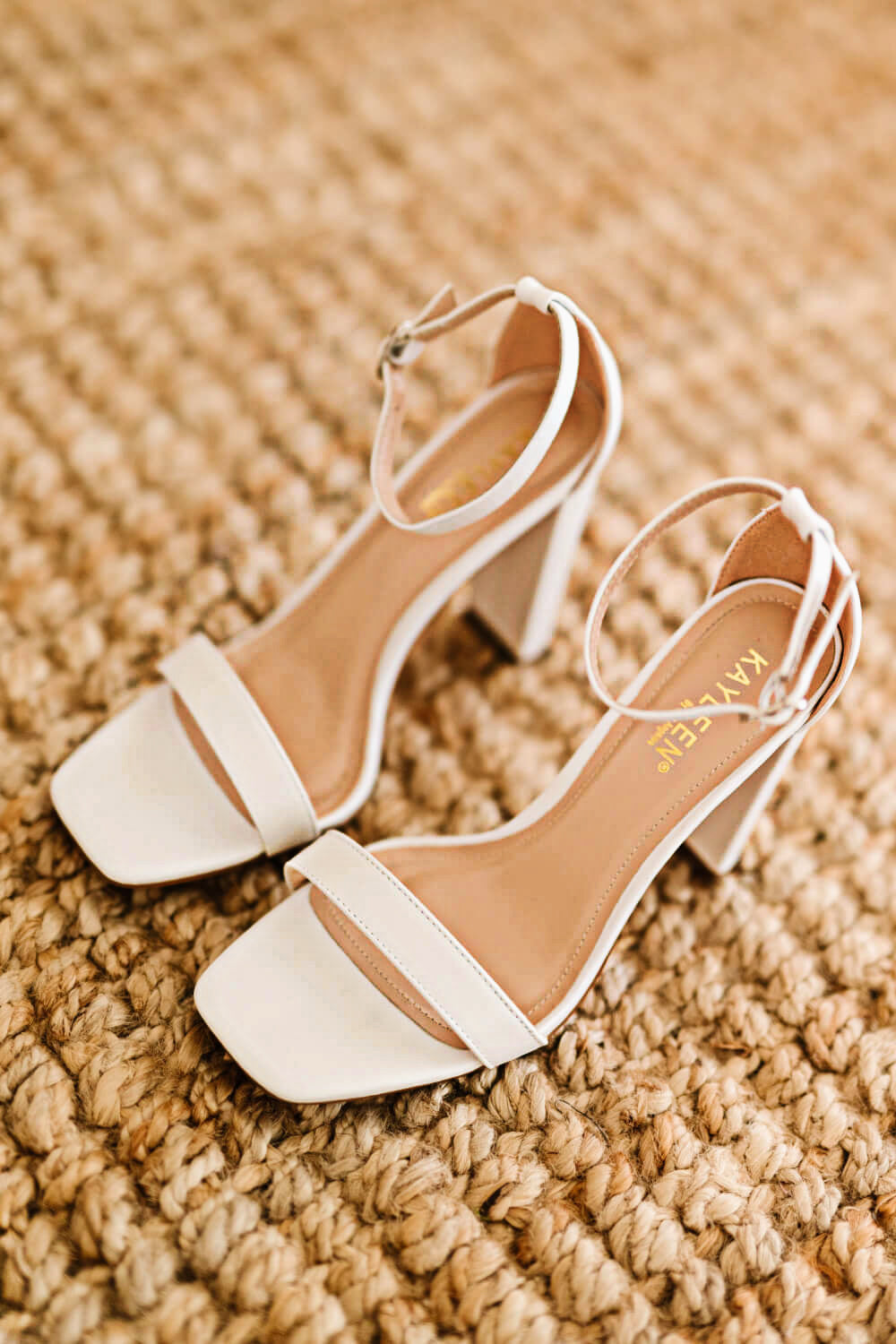 Standing Tall Square Toe Block Heel Sandals in White