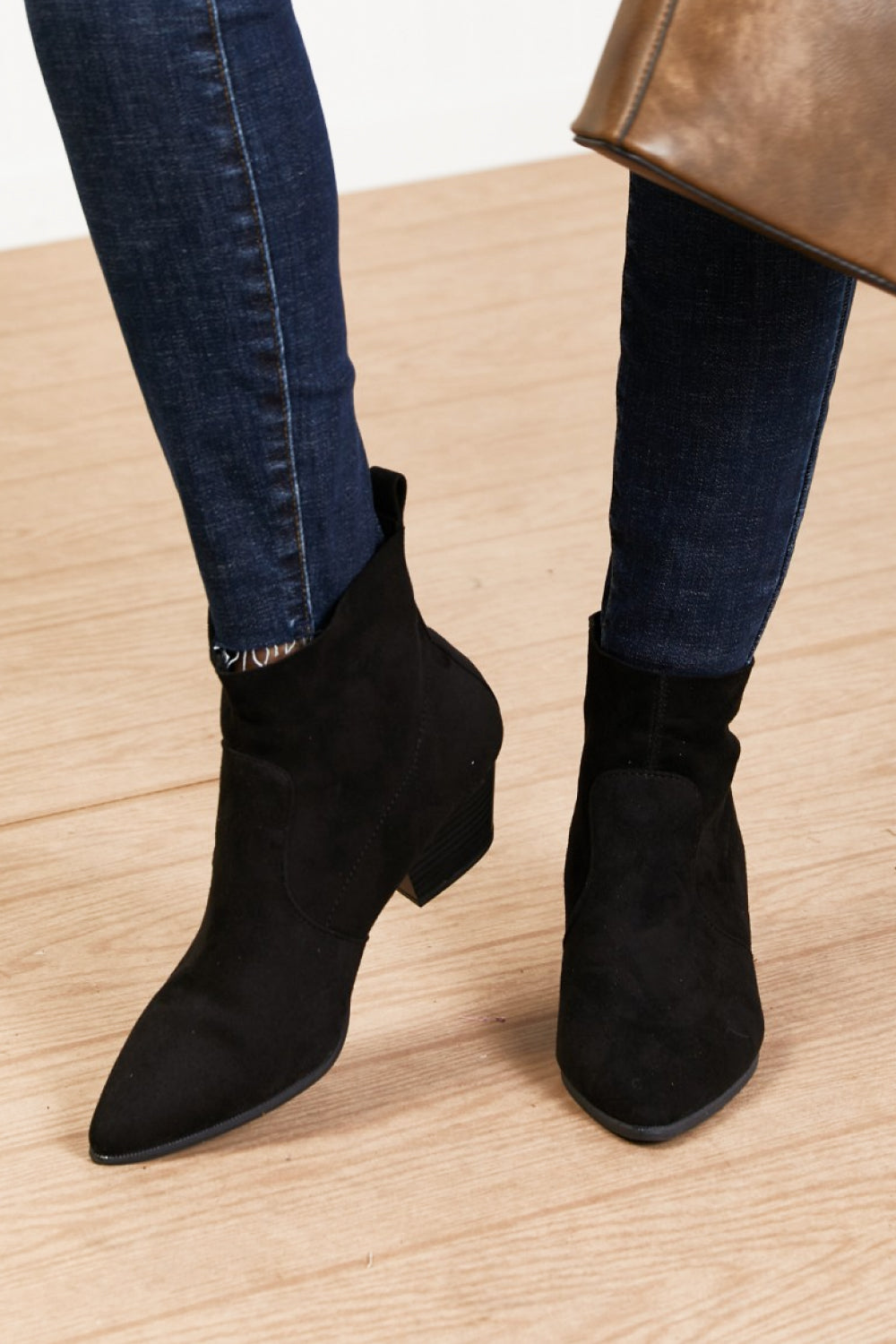 Qupid Leap of Faith Pointed Toe Sock Booties