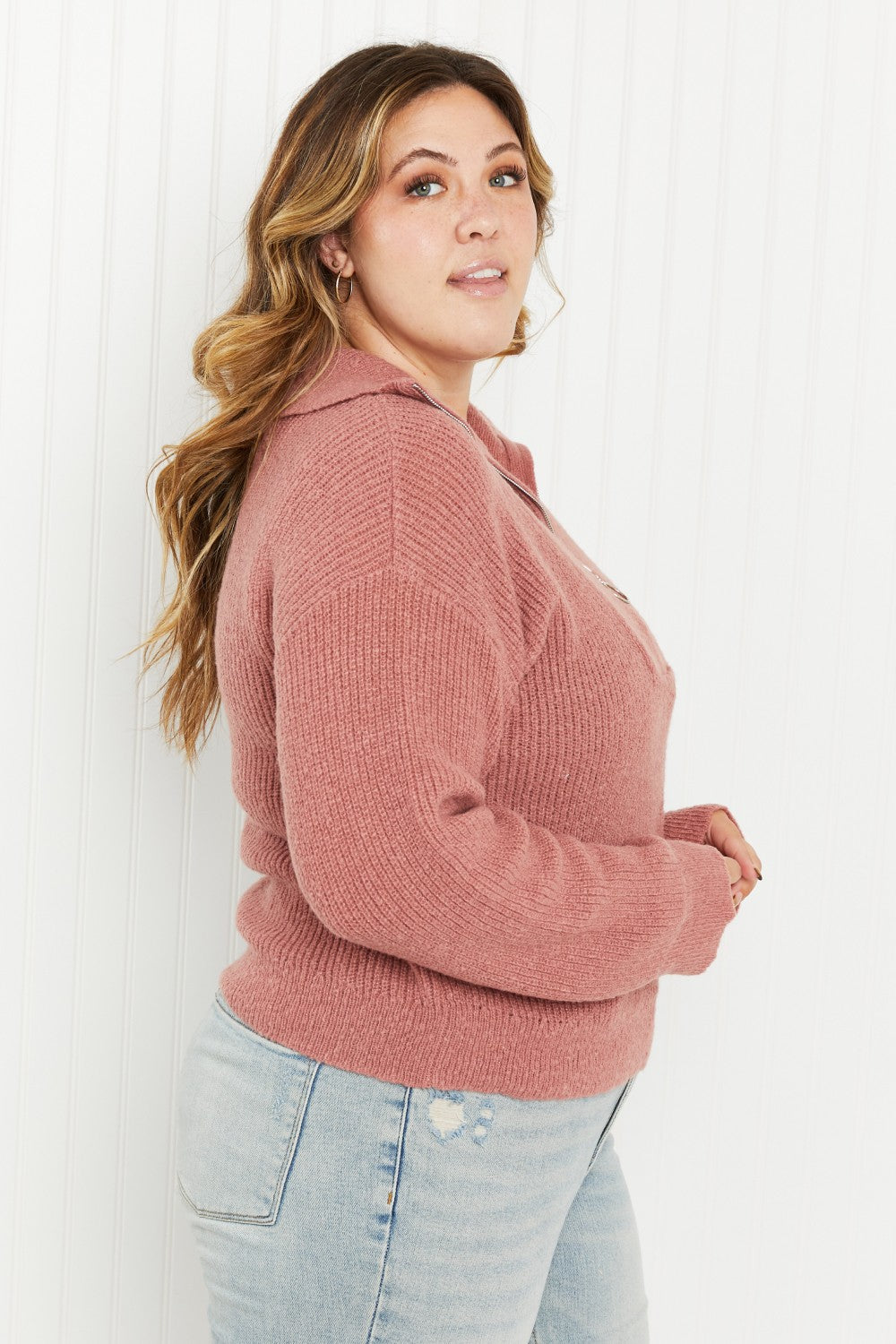 Andree by Unit Central Park Half-Zip Ribbed Sweater