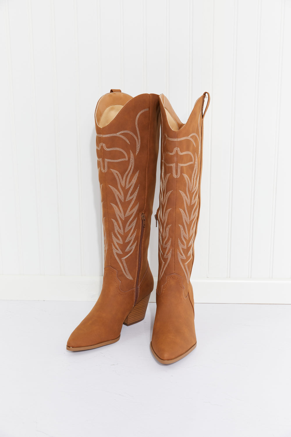 Qupid Cheyenne Nights Embroidered Knee High Cowboy Boots