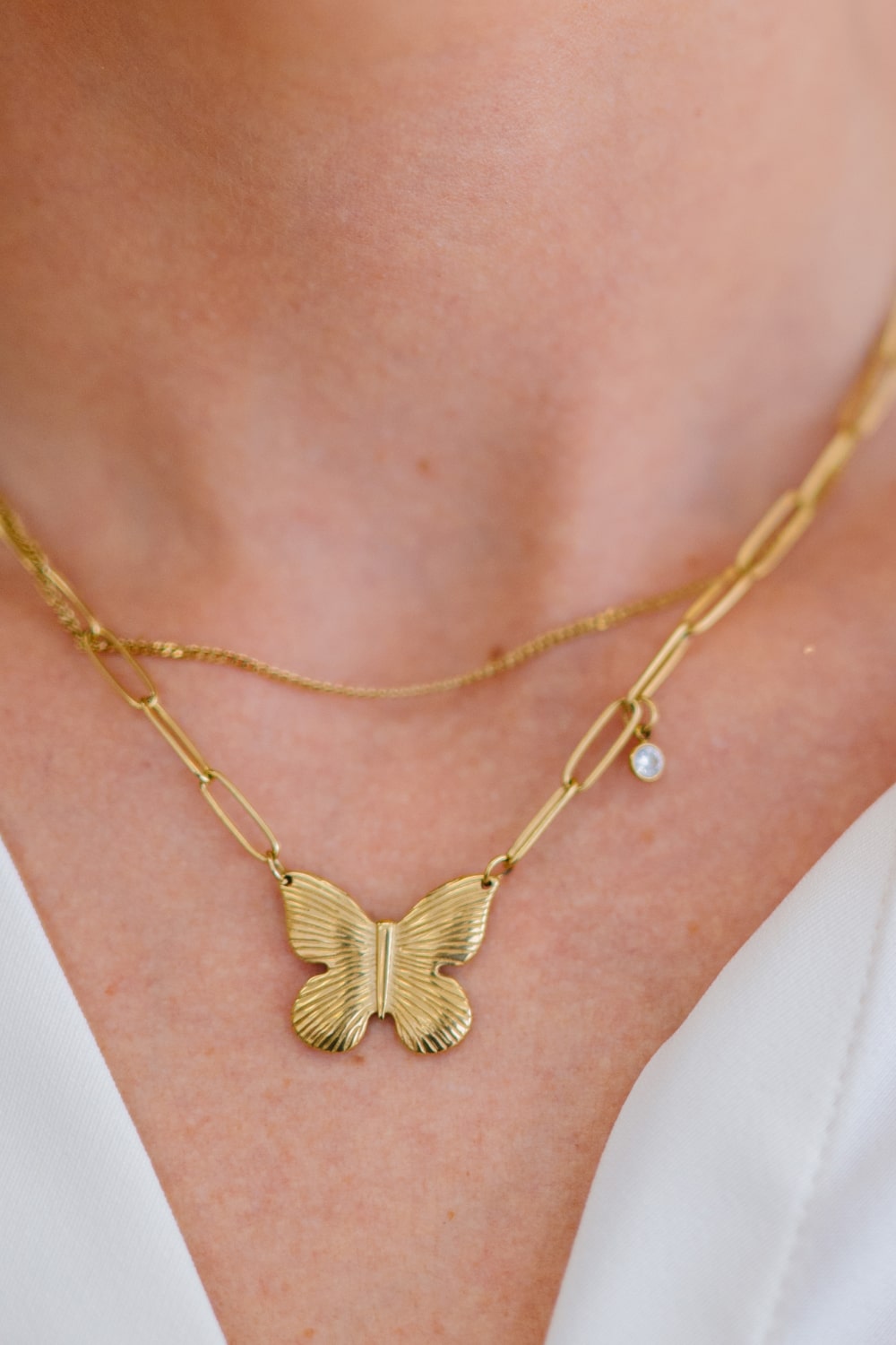Fly Fly Away Double-Layered Butterfly Necklace