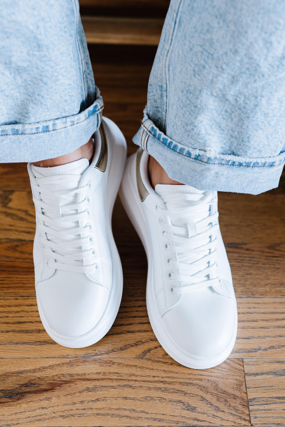 Berness Kicks and Giggles Chunky Sole Sneakers in White and Gold