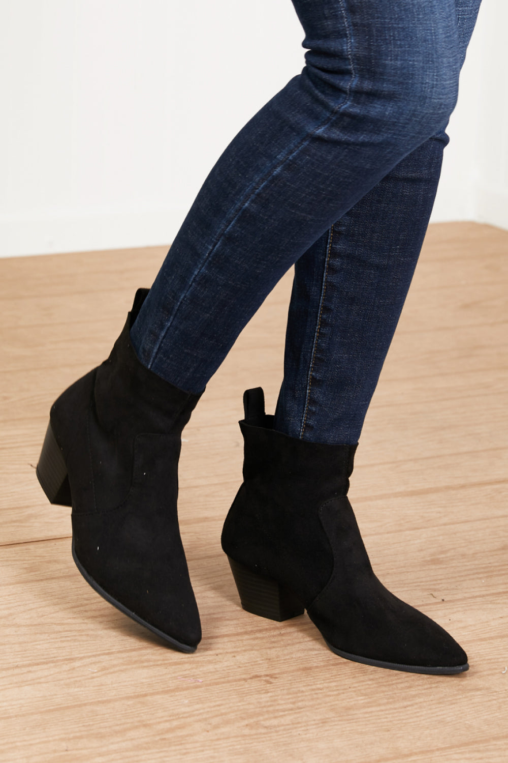 Qupid Leap of Faith Pointed Toe Sock Booties