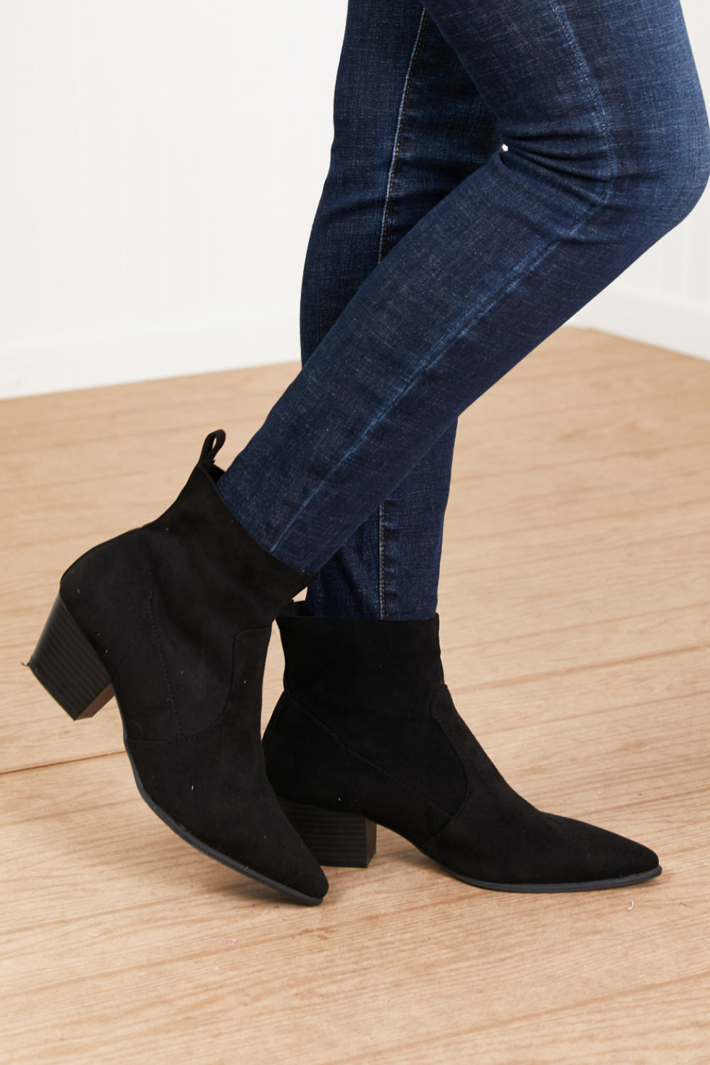 Qupid Leap of Faith Pointed Toe Sock Booties