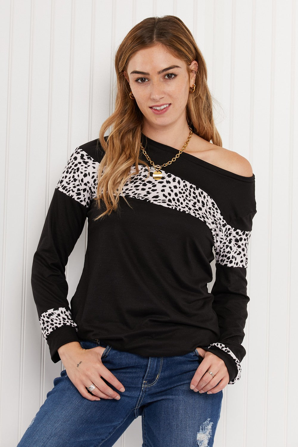 Acting Pro Wild for the Weekend Full Size Leopard Contrast Top