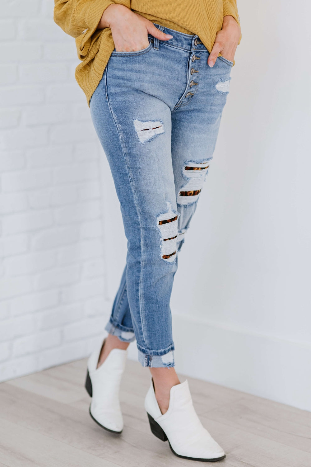Kancan Untamed Leopard Lined Skinny Jeans