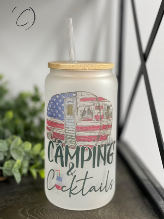 Camping & Cocktails 16oz Libbey Glass