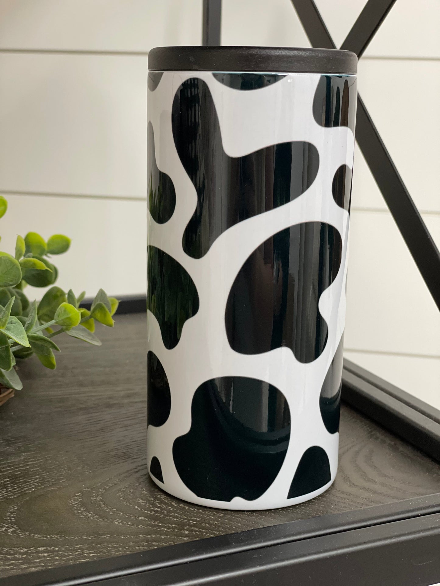 Cow Print Skinny Can Cooler