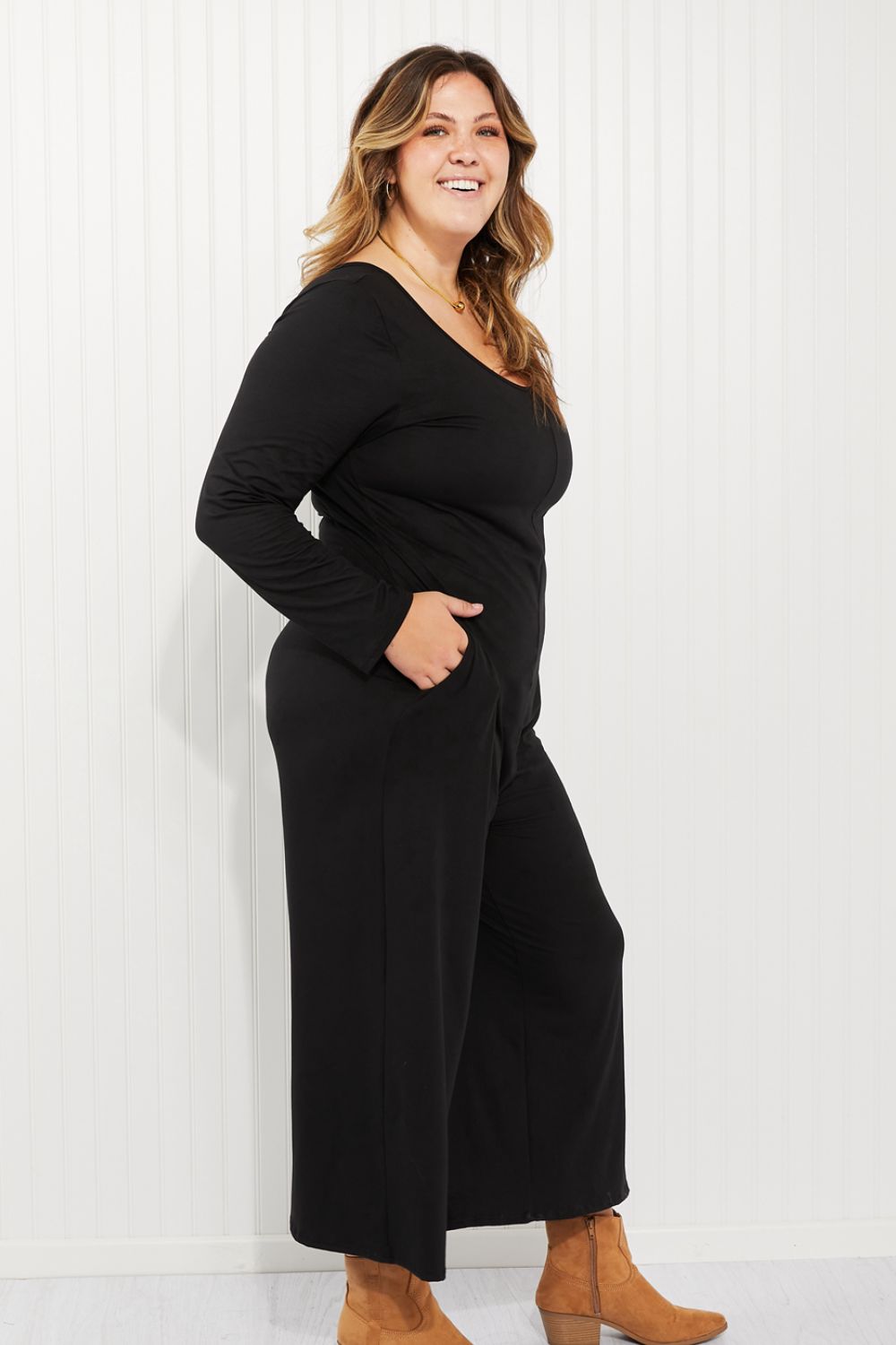 Acting Pro Fairest of All Full Size Long Sleeve Jumpsuit