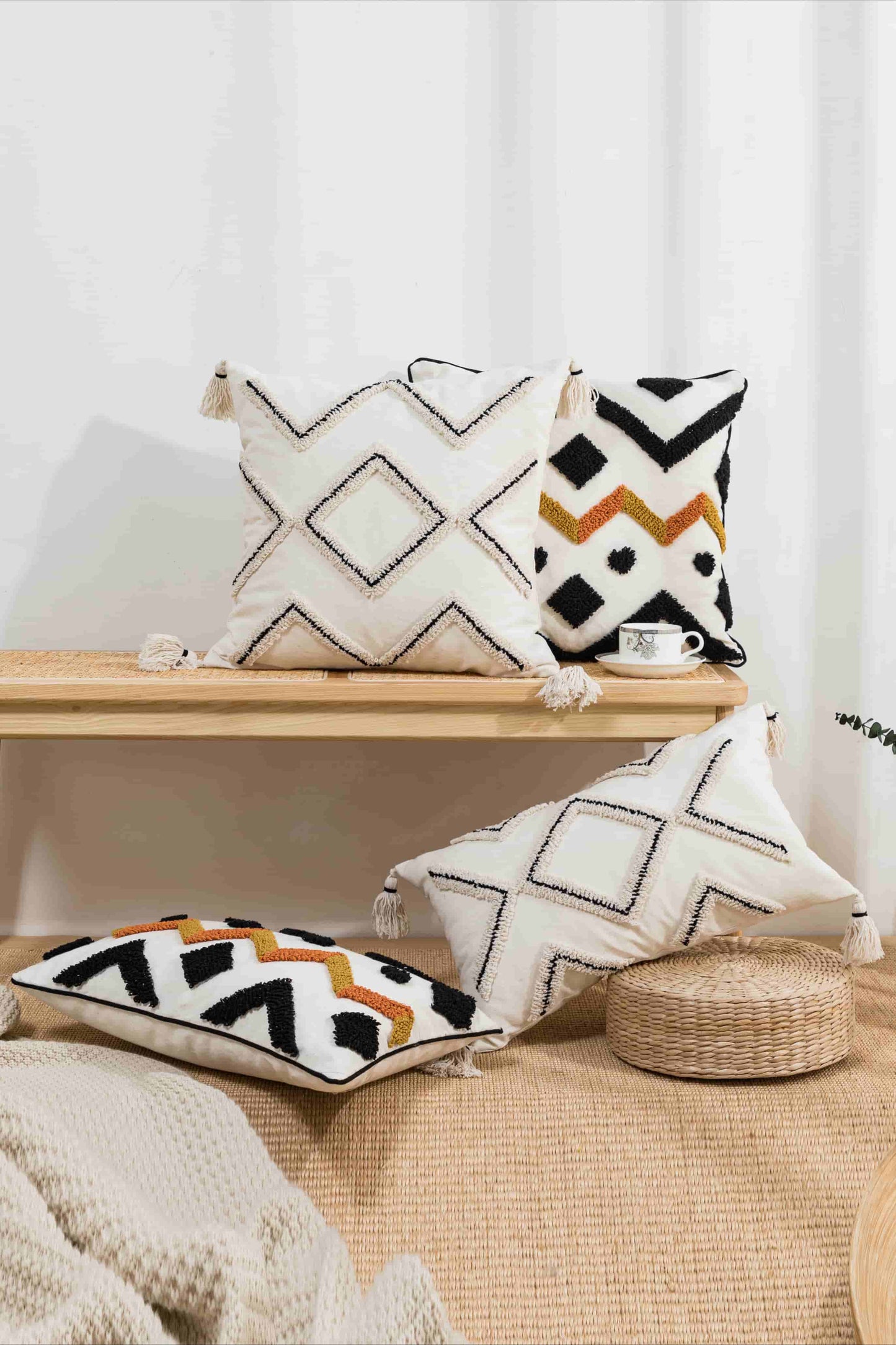 4 Styles Geometric Embroidered Pillow Cover