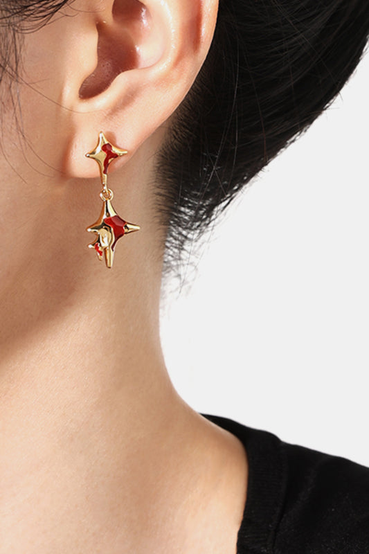 Four-Pointed Star Drop Earrings