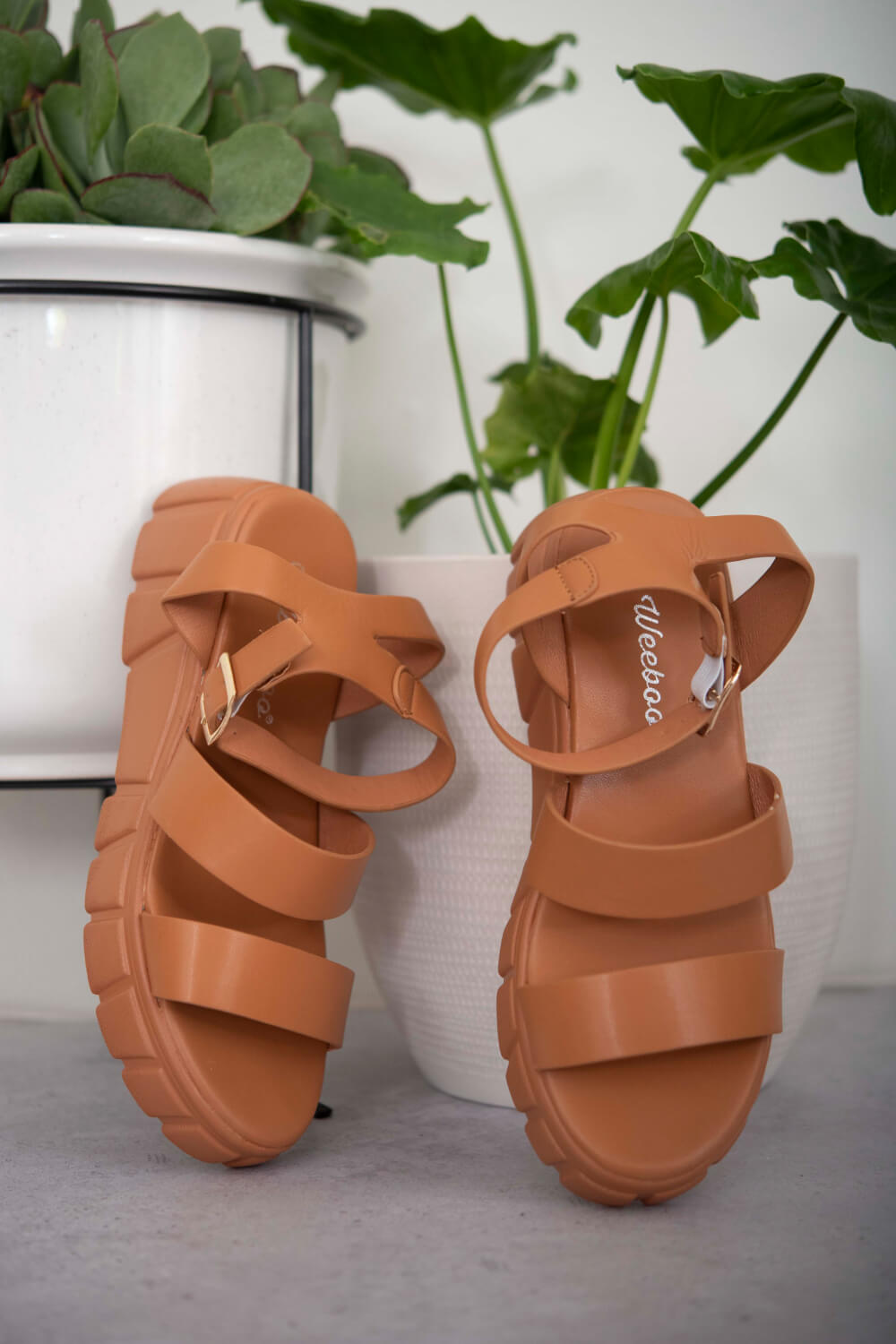 WeeBoo Best Foot Forward Platform Sandals in Brown